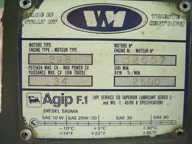 Agrifull Toselli 235 LL targhetta