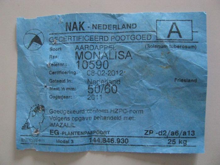 Patate 2012 - Etichetta Fronte